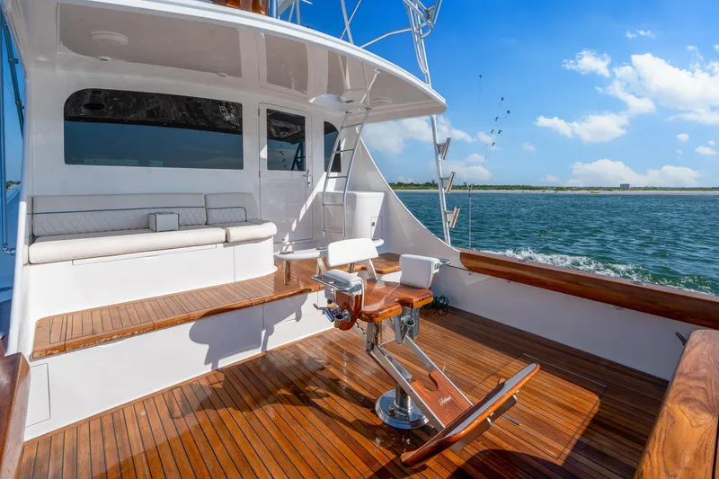 Slide: The Image of Luxurious 2004 Sculley Custom Carolina 58' Sportfish yacht with teak deck and fishing chair. - 7