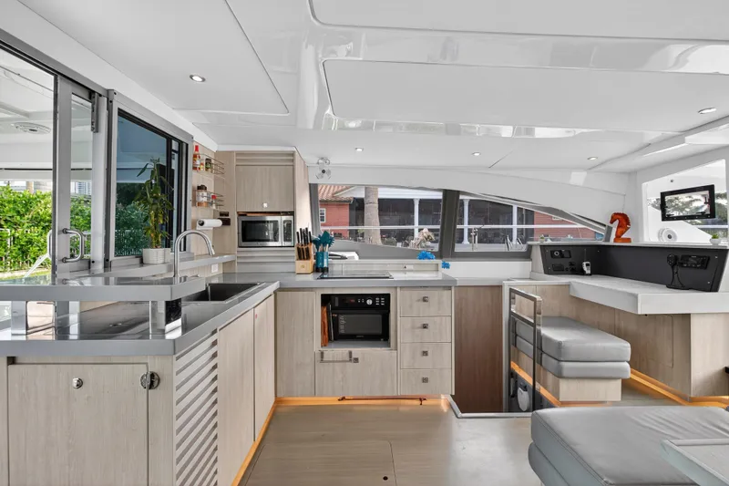 Slide: The Image of Modern kitchen interior of 2018 Leopard 51 Powercat yacht with sleek design and ample amenities. - 2