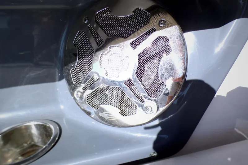 Slide: The Image of Chrome speaker grille on 2018 Chaparral 267 SSX boat. - 11
