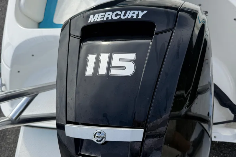 Slide: The Image of Mercury 115 outboard engine on 2022 Bayliner Element E18 boat. - 31