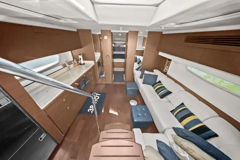 Slide: The Image of Luxurious interior of 2012 Sea Ray 470 Sundancer yacht with modern furnishings and elegant design. - 17