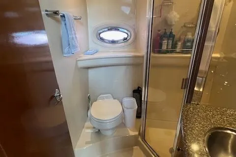 Slide: The Image of Bathroom interior of 2005 Meridian 368 Motoryacht with shower and toilet. - 36