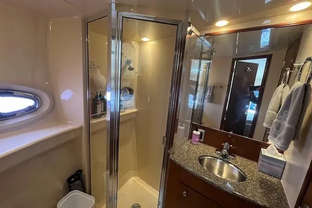 Slide: The Image of Bathroom interior of 2005 Meridian 368 Motoryacht with shower and sink. - 43
