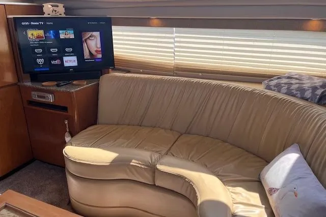 Slide: The Image of Luxurious interior of 2005 Meridian 368 Motoryacht with leather seating and entertainment system. - 50