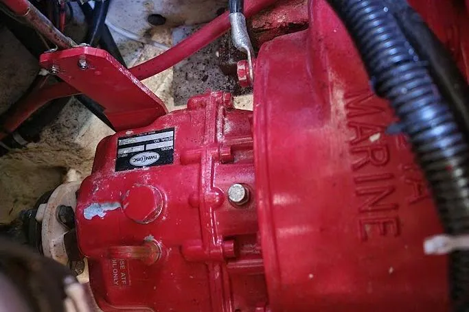 Slide: The Image of Red marine engine in a 1987 Pearson 39-2 sailboat with 2016 Beta engine. - 10