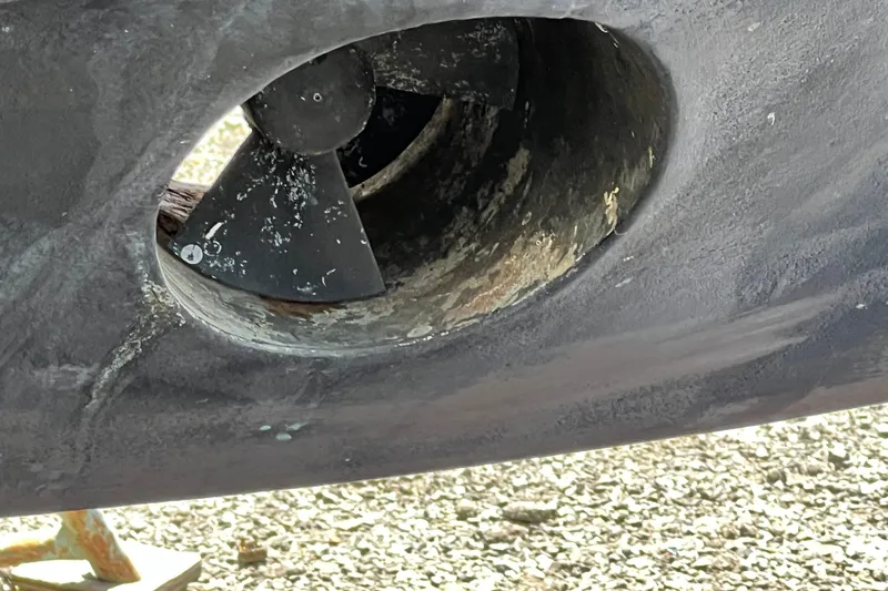 Slide: The Image of Close-up of a 2002 Silverton 453 Motor Yacht propeller in dry dock. - 5