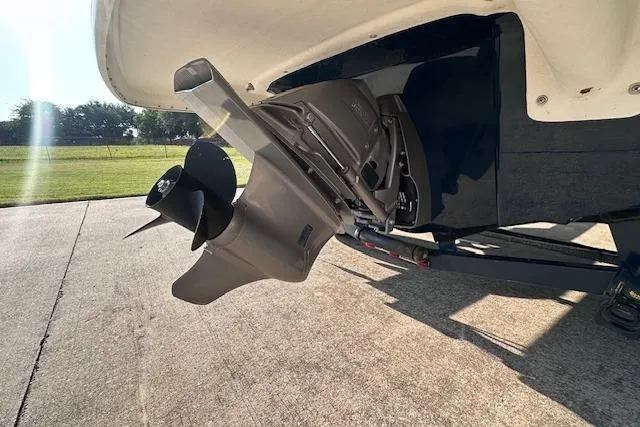 Slide: The Image of 2017 Glastron GT 205 boat propeller and stern drive on a sunny day. - 8