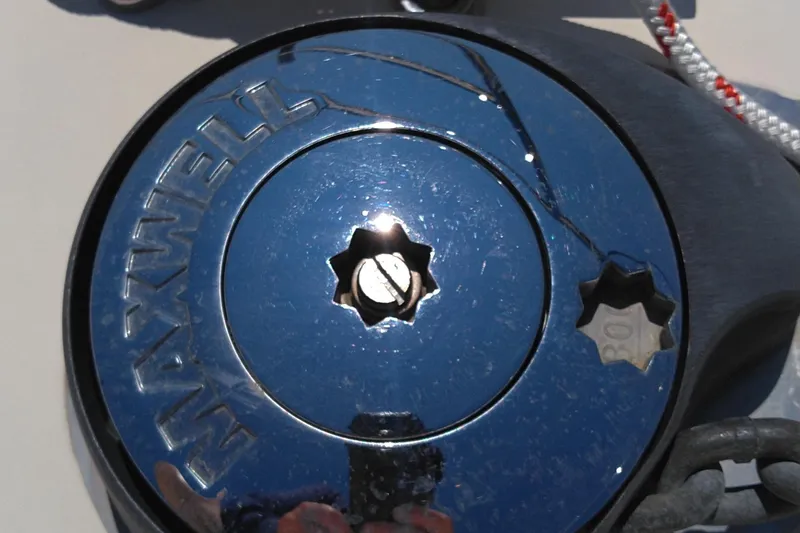 Slide: The Image of Close-up of Maxwell winch on 2008 Legacy Yachts 32 boat deck. - 28