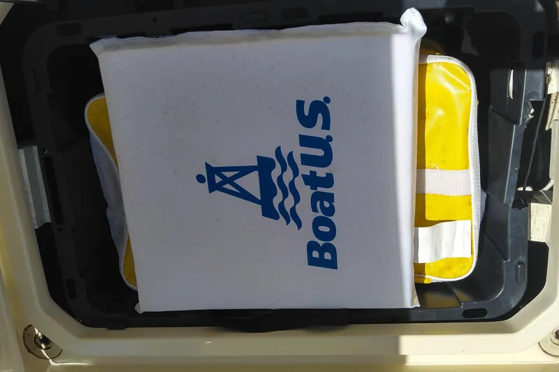 Slide: The Image of Storage compartment on 2008 Legacy Yachts 32 with BoatU.S. safety equipment. - 81
