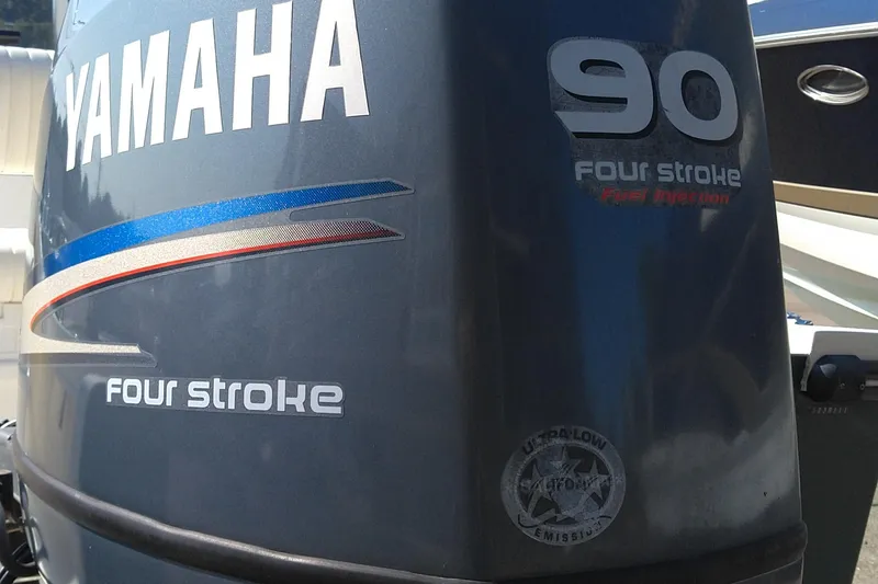 Slide: The Image of Yamaha 90 four-stroke outboard motor on 2011 Eastern 20' Center Console boat. - 6