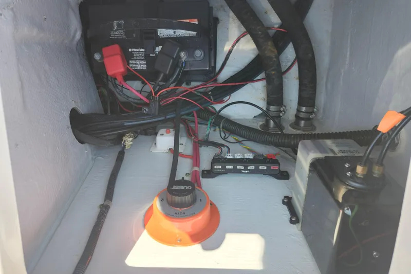 Slide: The Image of Electrical wiring and components inside a 2008 Grady-White Fisherman 222 boat. - 32