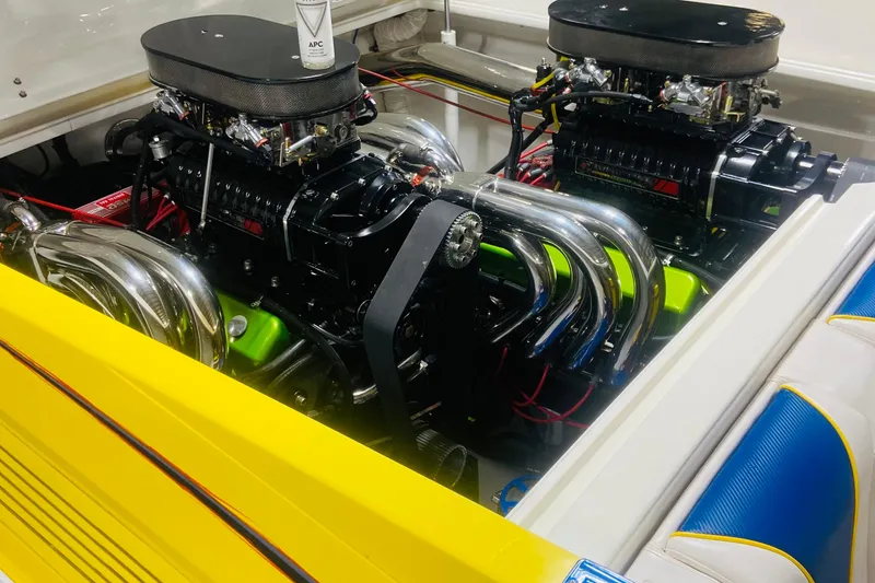 Slide: The Image of Engine compartment of a 1999 Outerlimits 37 Stiletto with dual high-performance engines. - 18