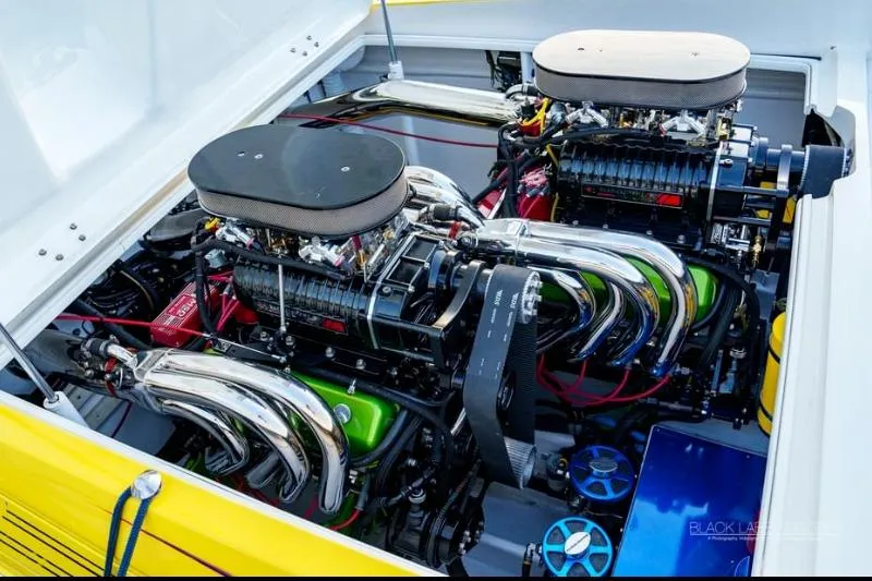 Slide: The Image of 1999 Outerlimits 37 Stiletto engine bay with dual high-performance engines. - 19