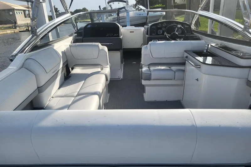 Slide: The Image of 2017 Formula 270 Bowrider interior with spacious seating and sleek design. - 13