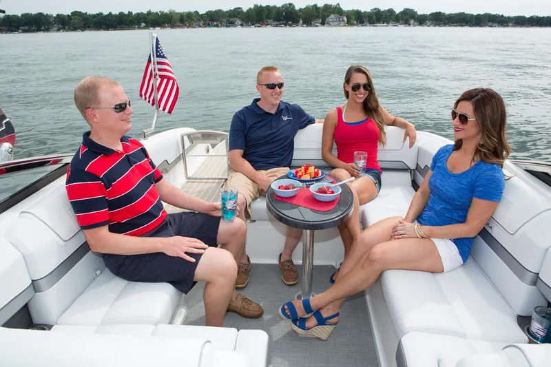 Slide: The Image of Manufacturer Provided Image: People relaxing on a 2017 Formula 270 Bowrider boat on a lake. - 24