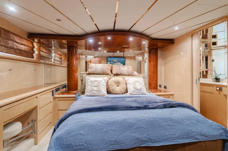 Slide: The Image of Luxurious bedroom interior of 2003 Ocean Alexander 64 Pilothouse yacht. - 19