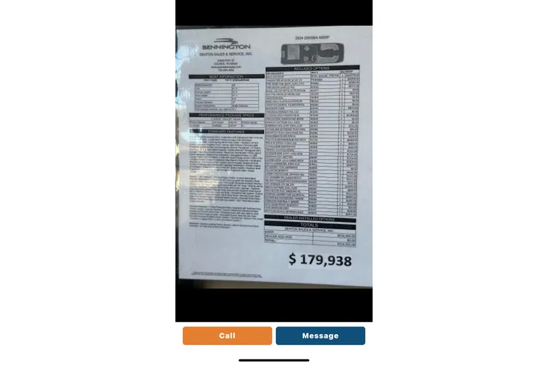 Slide: The Image of 2023 Bennington 25RSBA boat price list, features, and specifications, priced at $179,938. - 22