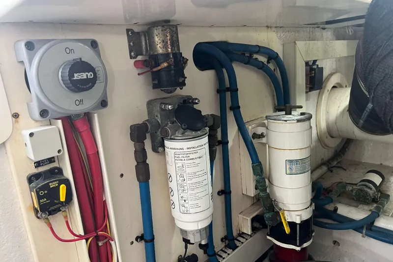 Slide: The Image of Engine room of 2007 Henriques 42 Express with mechanical components and lighting. - 49