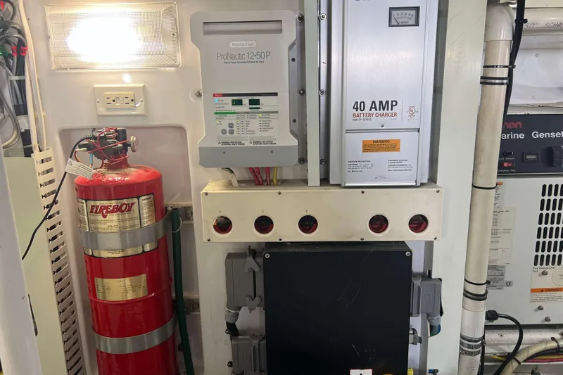 Slide: The Image of Engine room of 2007 Henriques 42 Express with Aquamiser watermaker system. - 53