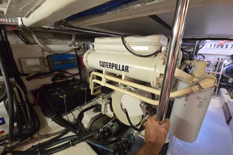 Slide: The Image of Engine room of 2003 Riviera 48 Flybridge with Caterpillar engine. - 21