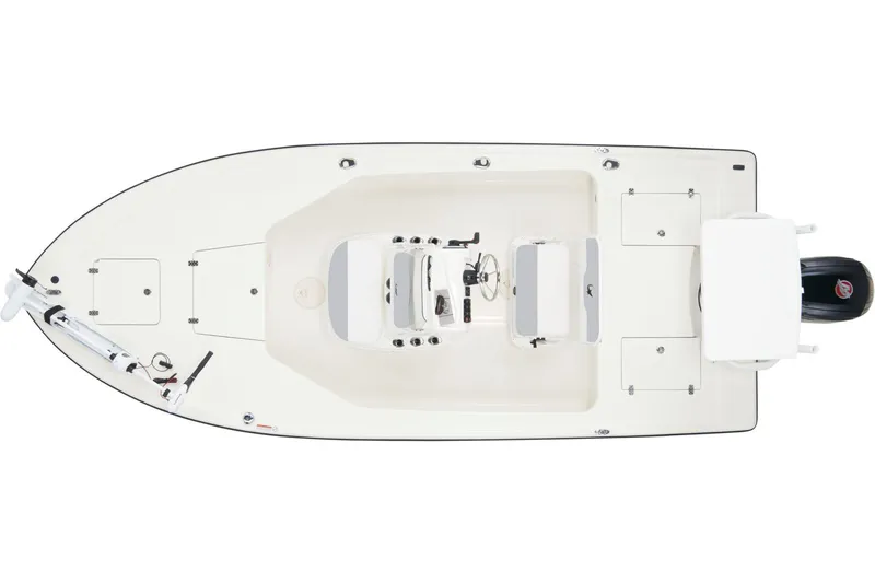 Slide: The Image of 2025 Mako 18 LTS boat on trailer by a scenic lakeside. - 5