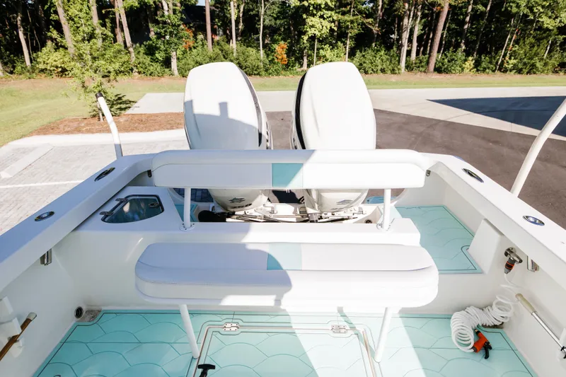 Slide: The Image of 2017 Albury Brothers center console boat with dual engines and spacious seating. - 18
