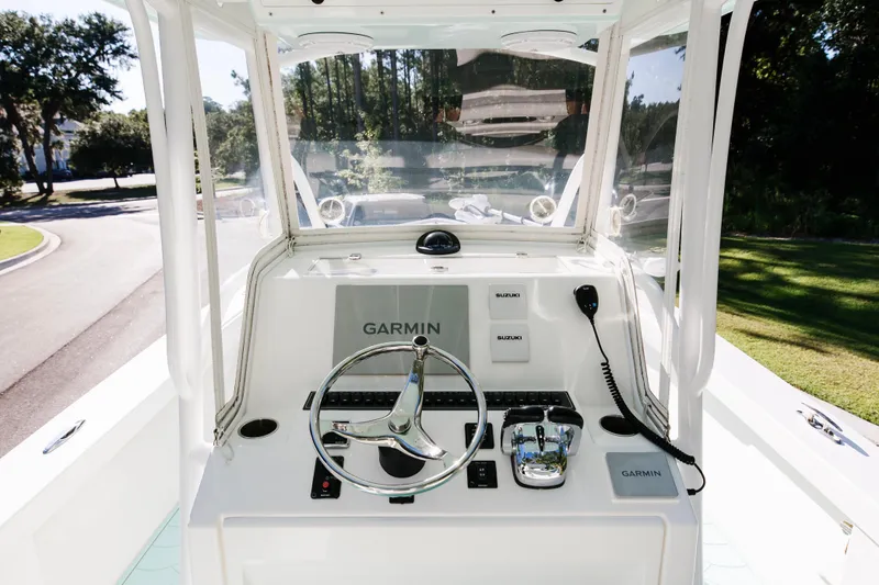 Slide: The Image of 2017 Albury Brothers center console boat with Garmin navigation system. - 8