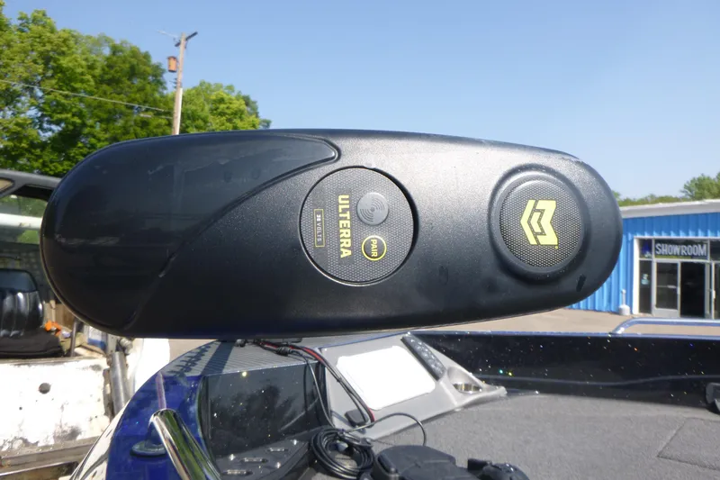 Slide: The Image of Close-up of 2024 Ranger 621FS Pro boat's Ulterra motor control panel. - 11