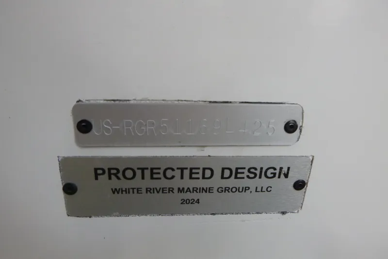 Slide: The Image of Protected design plaques on Ranger Z185, 2025 model by White River Marine Group. - 17