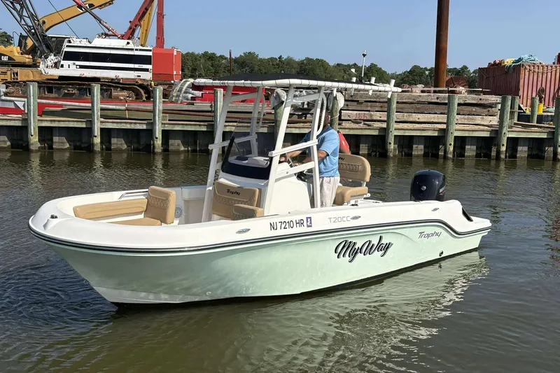 Slide: The Image of 2022 Bayliner Trophy T20CC boat named "My Way" docked at a marina. - 7