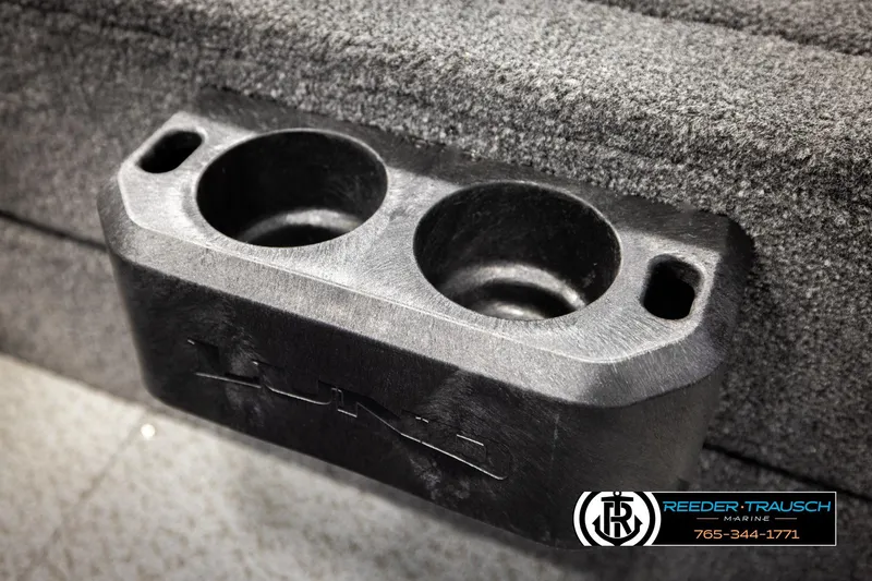 Slide: The Image of Cup holder in 2026 Lund 1875 Tyee boat, textured surface, Reeder-Trausch Marine branding. - 42
