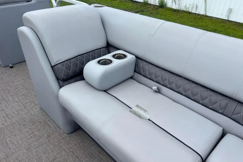 Slide: The Image of 2019 Ranger Reata 200C boat seat with cup holders and quilted design. - 20