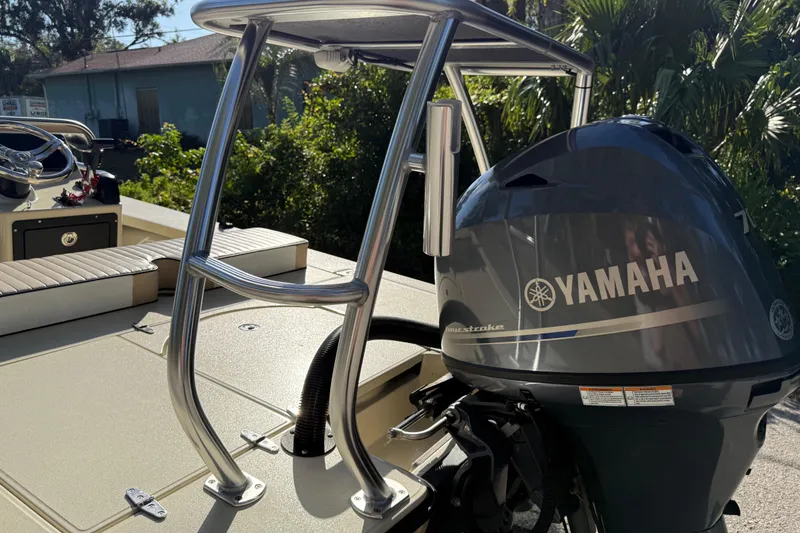 Slide: The Image of 2020 East Cape EVO X 18 boat with Yamaha outboard motor, sleek design. - 25