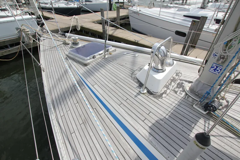 Slide: The Image of Deck of 1982 Nautor Swan 371 sailboat with winch and hatch. - 5