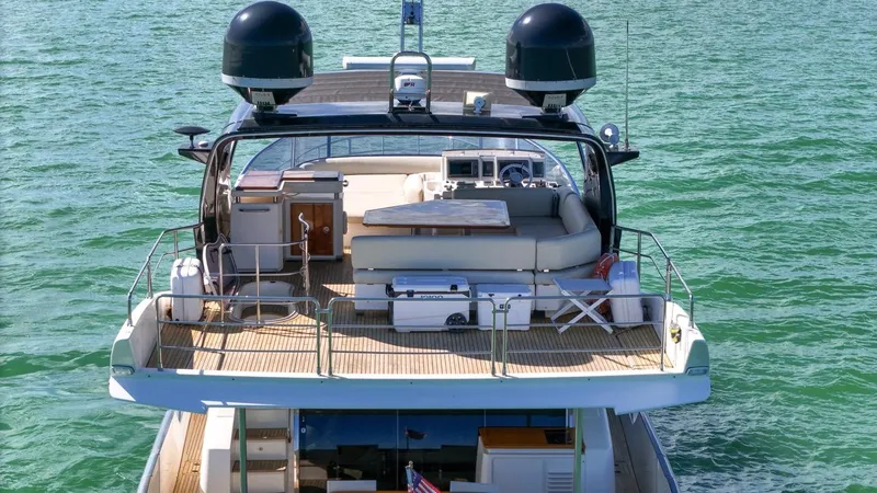 Slide: The Image of Azimut Flybridge 2012 yacht on water, featuring spacious deck and modern amenities. - 20