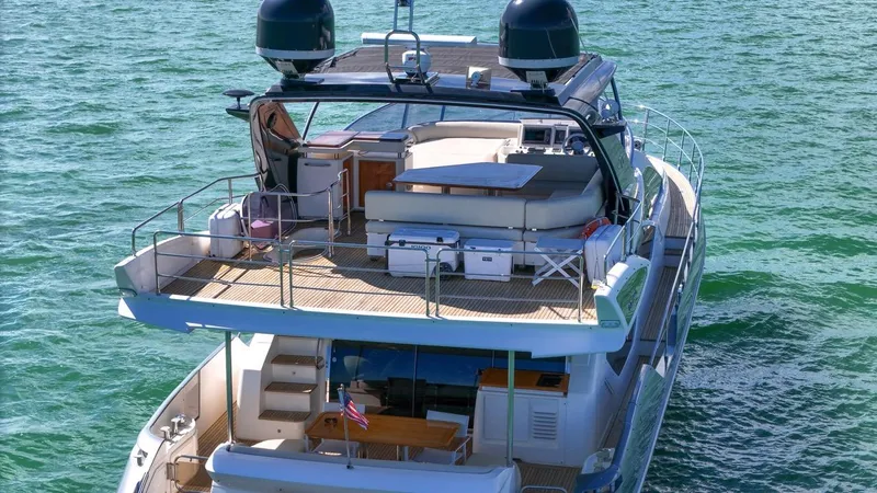 Slide: The Image of Azimut Flybridge 2012 yacht on open water, featuring spacious deck and modern amenities. - 21