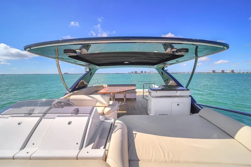 Slide: The Image of Luxurious 2012 Azimut Flybridge yacht with spacious deck and stunning ocean view. - 43