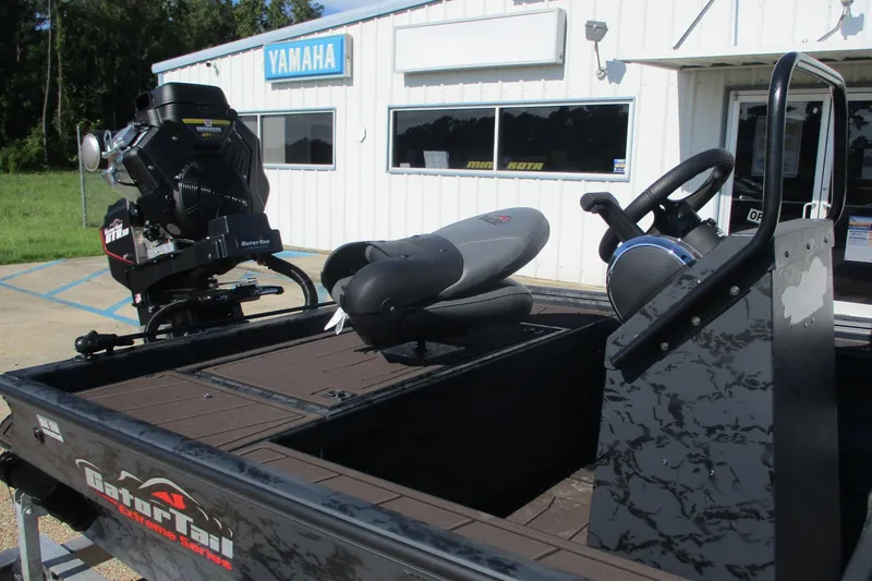 Slide: The Image of 2026 Gator Tail 2054 EXTREME CC boat with Yamaha signage in background. - 8