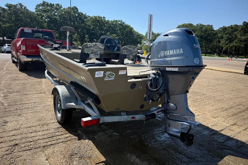 Slide: The Image of 2020 G3 Gator Tough 17 SC boat with Yamaha 50 outboard motor on trailer. - 11