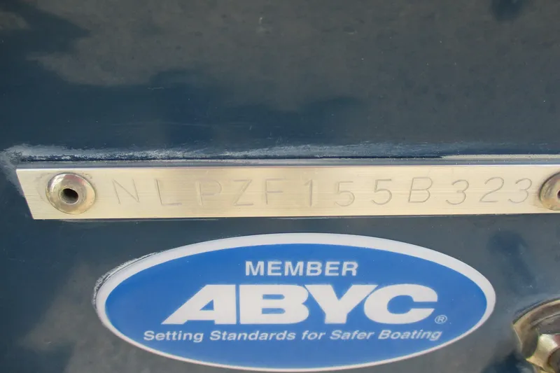 Slide: The Image of Hull identification number on 2023 Tidewater 210 LXF boat with ABYC member sticker. - 31