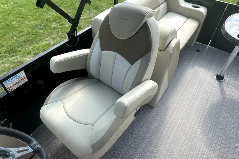 Slide: The Image of 2021 Veranda Vista 22RC boat interior with plush seating and modern design. - 26