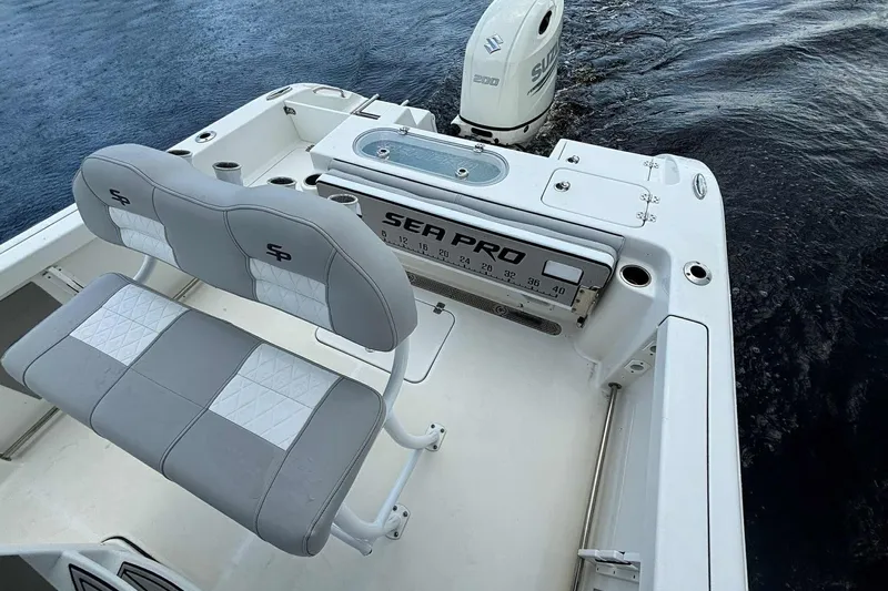 Slide: The Image of 2020 Sea Pro 219 Center Console boat with Suzuki engine on water. - 17