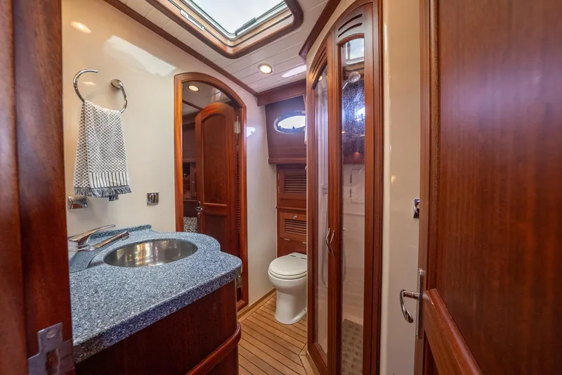 Slide: The Image of Luxurious 2007 Vicem 65 yacht bathroom with wood accents and modern fixtures. - 26