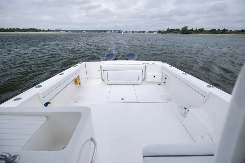Slide: The Image of 2017 Stamas 370 Aegean boat deck with ocean view, overcast sky. - 11