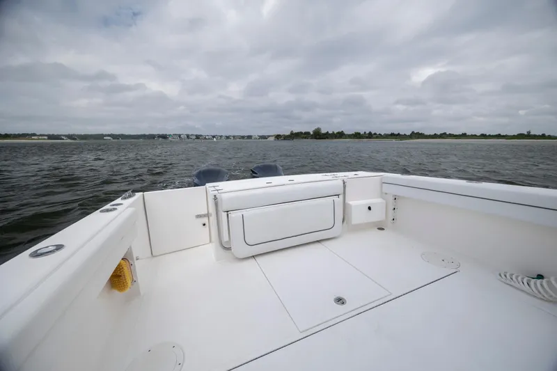 Slide: The Image of 2017 Stamas 370 Aegean boat deck with ocean view under cloudy sky. - 12