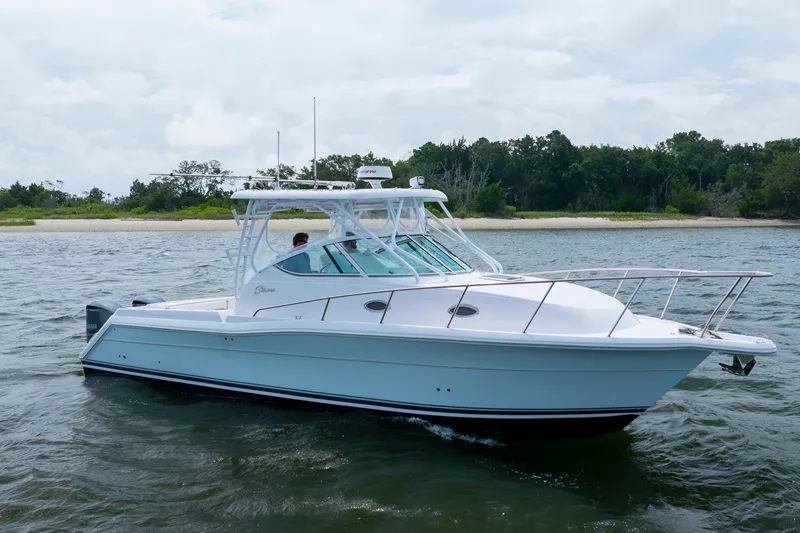 Slide: The Image of 2017 Stamas 370 Aegean boat cruising on a scenic waterway. - 4