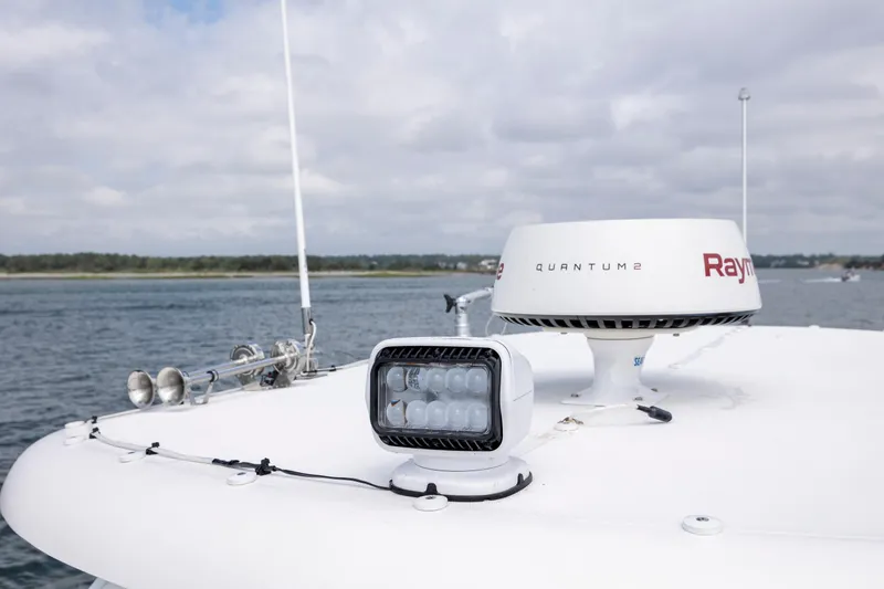 Slide: The Image of 2017 Stamas 370 Aegean boat with radar and spotlight on deck. - 50