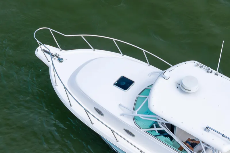 Slide: The Image of 2017 Stamas 370 Aegean boat on green water, aerial view. - 9