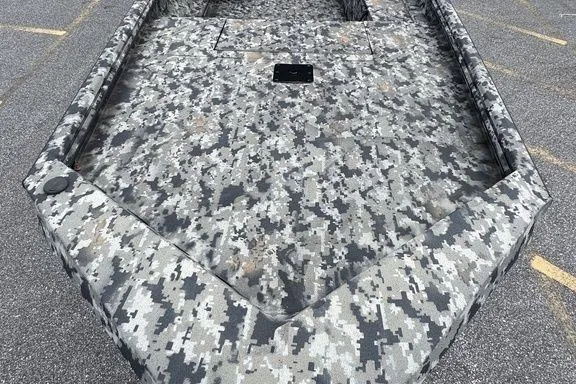 Slide: The Image of 2024 Havoc 1756 MRST boat with digital camouflage pattern on deck. - 10