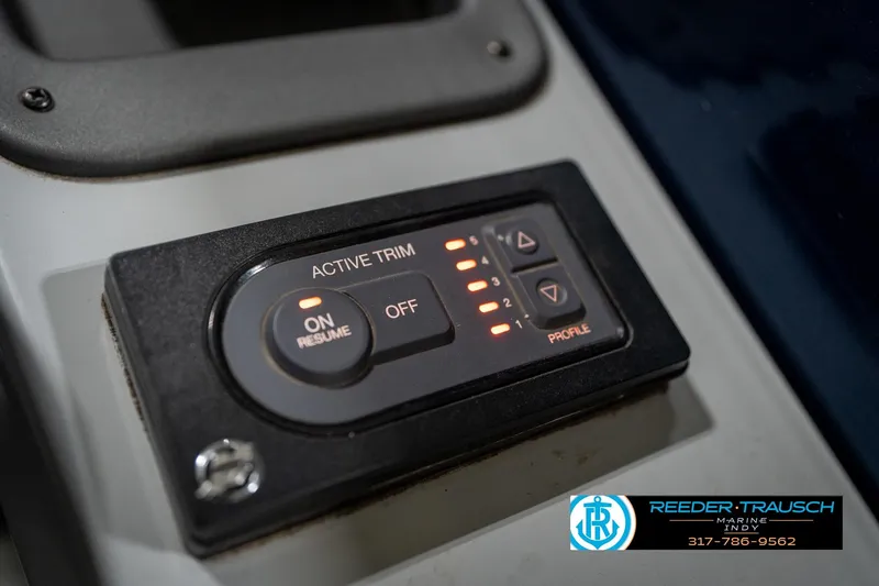 Slide: The Image of Control panel of a 2020 Harris Solstice boat with labeled buttons. - 38